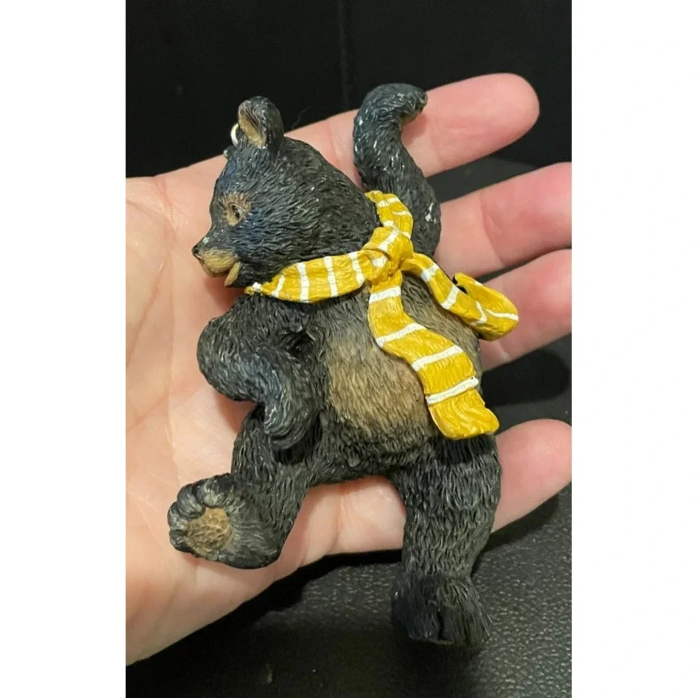 Black Bear Cubs Red Yellow Green Blue Scarf Christmas Holiday Ornament Set‎ Of 4